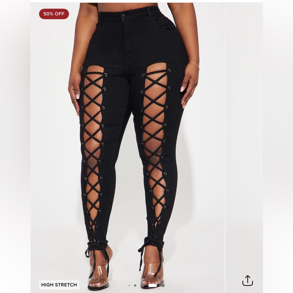 Bottle Service Lace Up Skinny Jeans